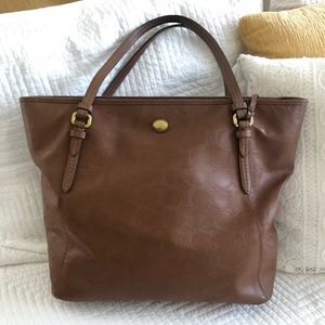 Embossed Leather Coach Tote